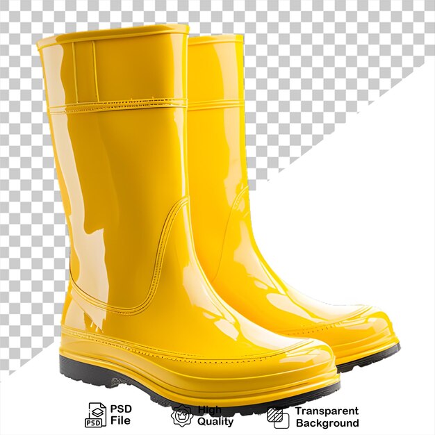 PSD botas de lluvia amarillas aisladas en un fondo transparente incluyen archivo png