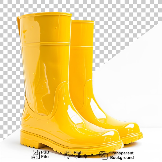 PSD botas de lluvia amarillas aisladas en un fondo transparente incluyen archivo png