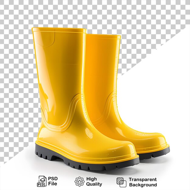 Botas de lluvia amarillas aisladas en un fondo transparente incluyen archivo png