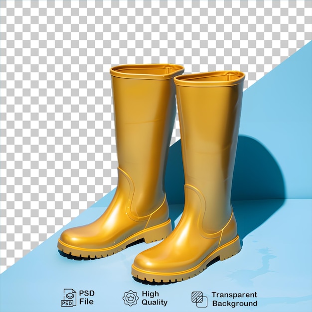 PSD botas de lluvia doradas aisladas en un fondo transparente incluyen archivo png