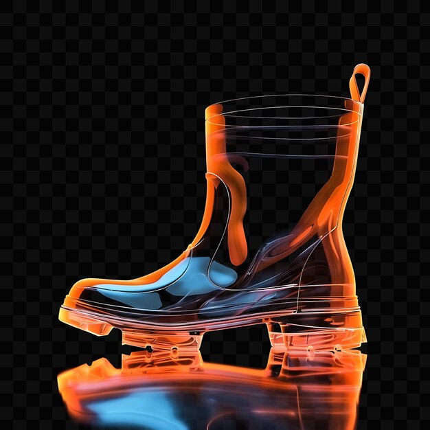 PSD botas de lluvia modernas con un acabado brillante y un objeto desio brillante a prueba de agua diseño de arte de neón y2k