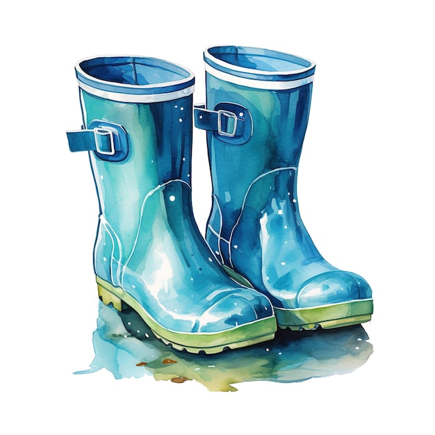 PSD botas de lluvia para niños para el evento navideño estilo de acuarela generado por ia