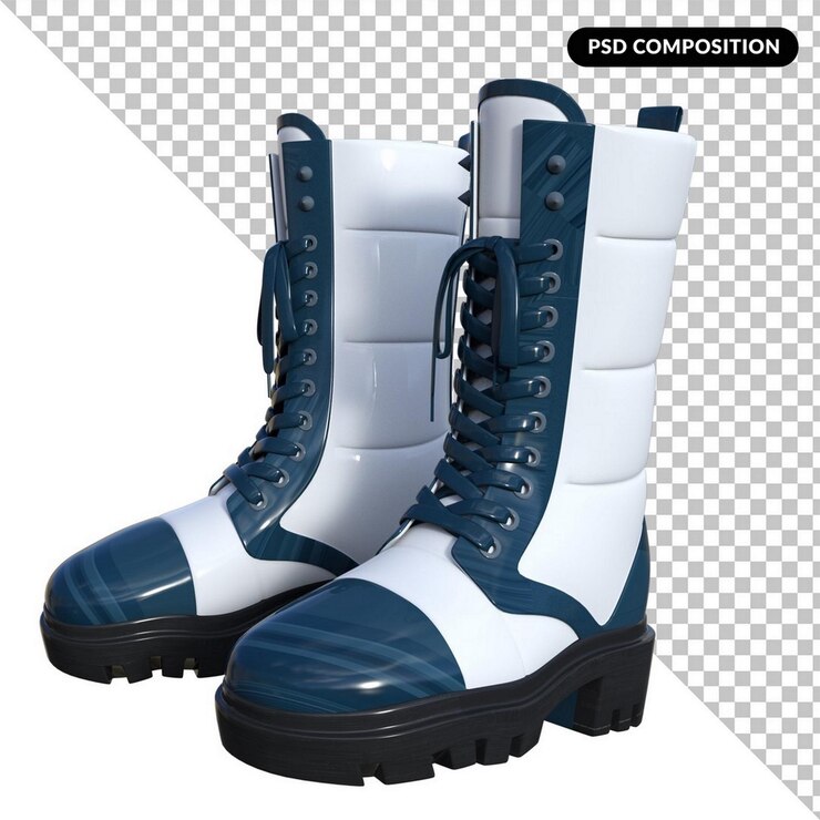 PSD botas de moda aisladas renderizado 3d