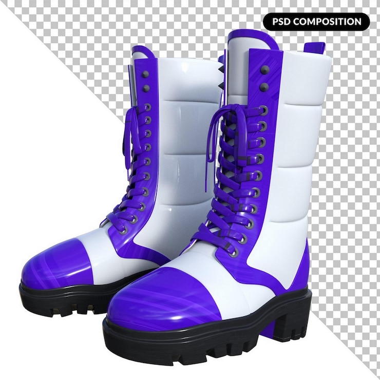 PSD botas de moda aisladas renderizado 3d