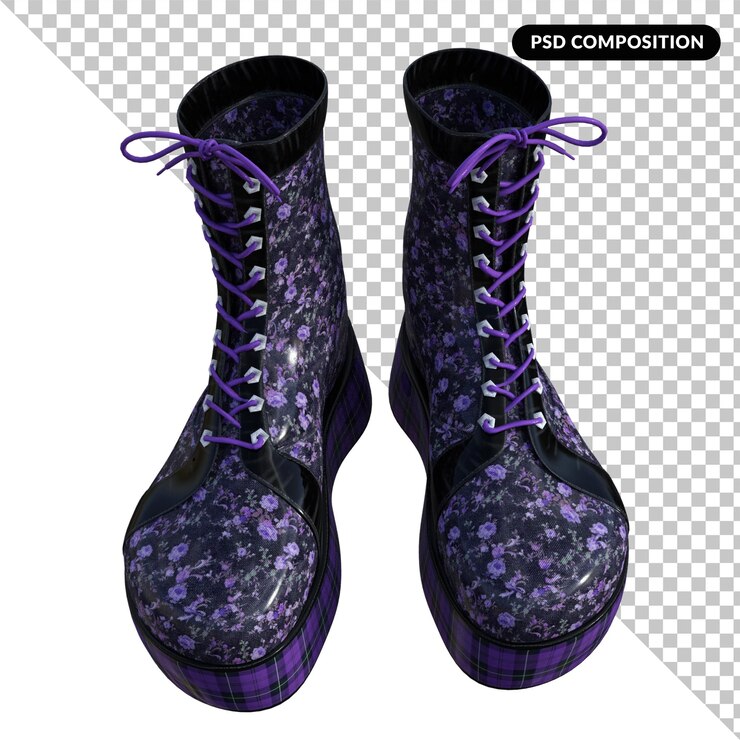 PSD botas de mujer aisladas 3d render