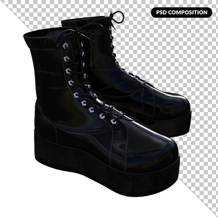 PSD botas de mujer aisladas 3d render