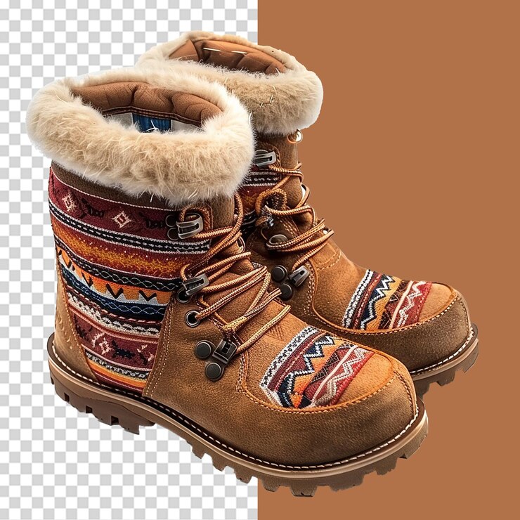 PSD botas de nieve para niños aisladas en fondo transparente