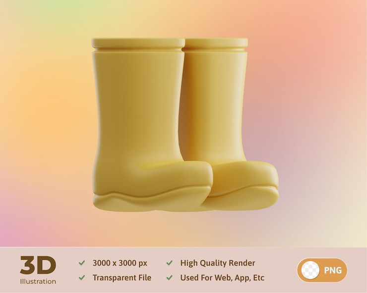 PSD botas primavera ilustración 3d