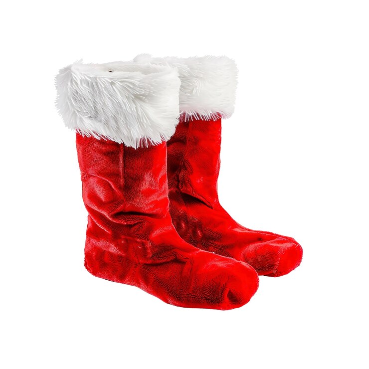 PSD botas rojas de papá noel con peluche blanco