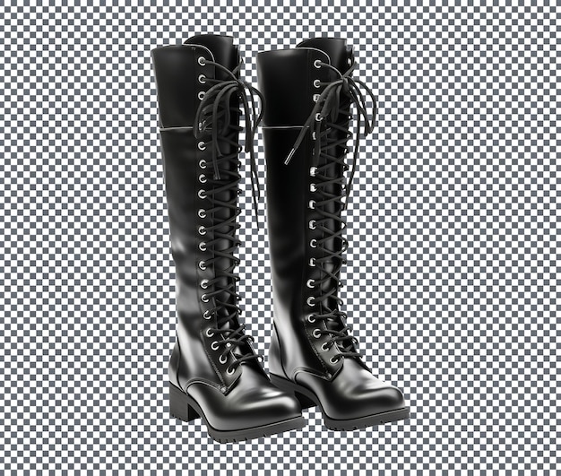 Botas tall laceup aisladas sobre un fondo transparente