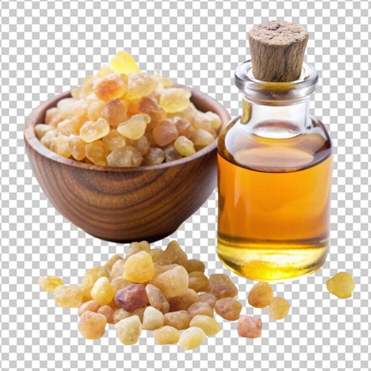 PSD una botella de aceite al lado de una rama con algunas piezas de madera
