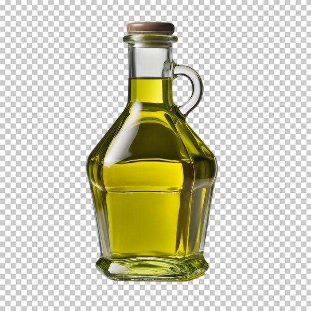 Botella de aceite de oliva aislada sobre fondo transparente