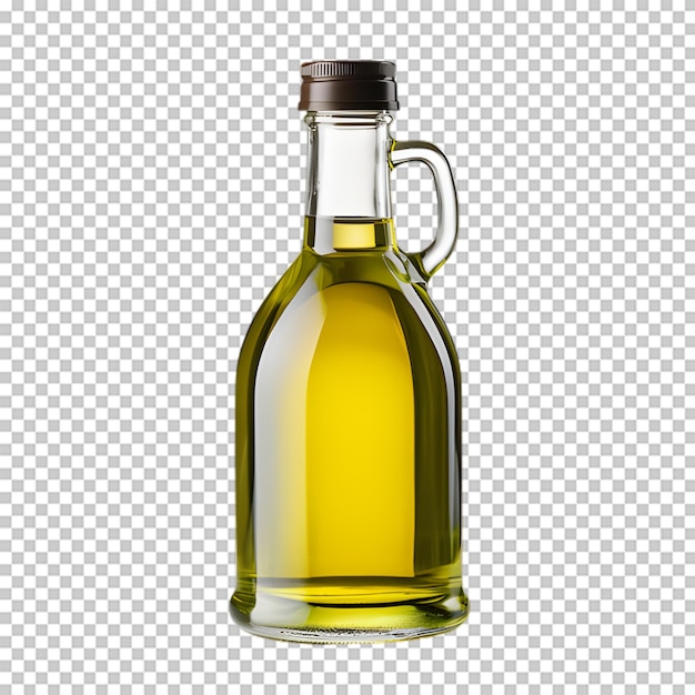 Botella de aceite de oliva aislada sobre fondo transparente