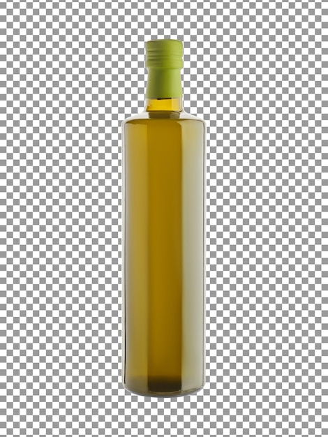 Botella de aceite de oliva en blanco aislada sobre fondo transparente