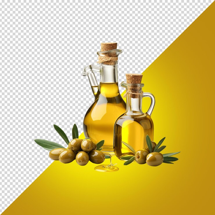 PSD una botella de aceite de oliva junto a una botella de óleo de oliva