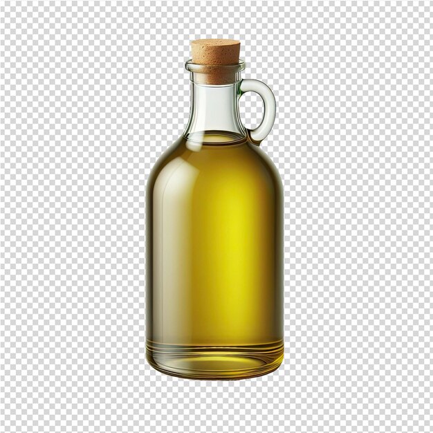 PSD una botella de aceite de oliva se muestra en un fondo blanco