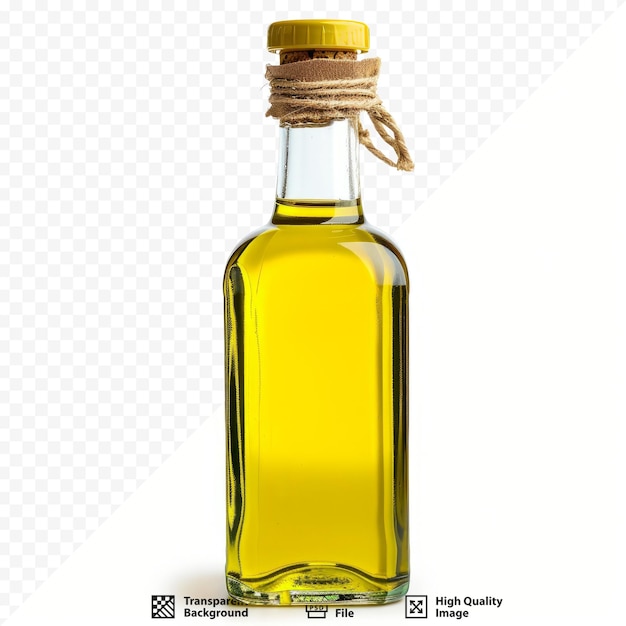 PSD botella de aceite vegetal sobre un fondo blanco aislado