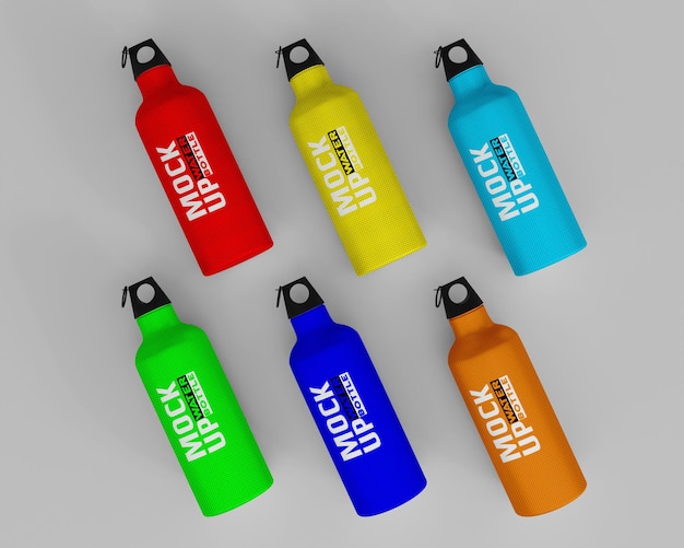 Botella de agua 3d realista y botella de agua deportiva.