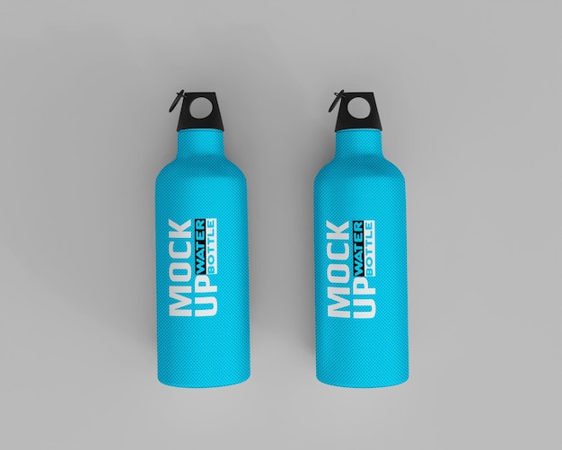 Botella de agua 3d realista y botella de agua deportiva.