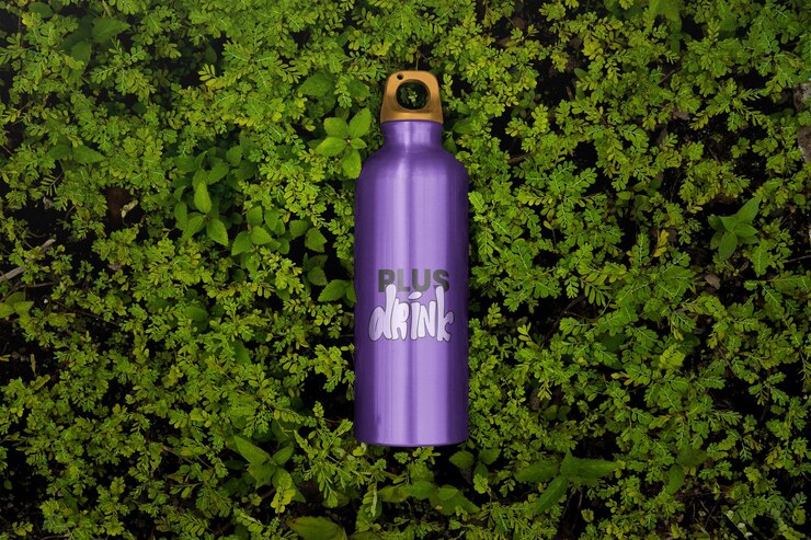 PSD botella de agua de aluminio púrpura