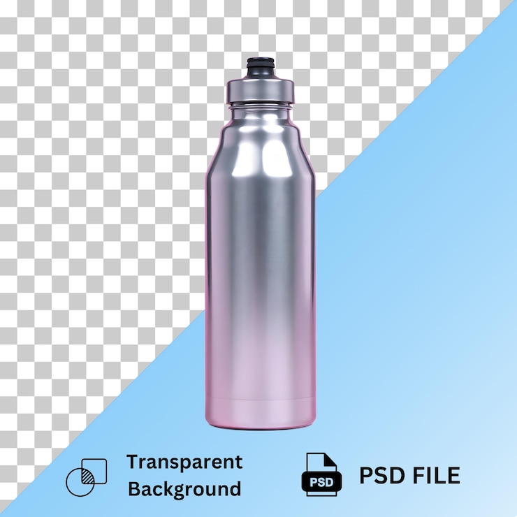 PSD botella de agua deportiva metálica para maqueta con capa ultra
