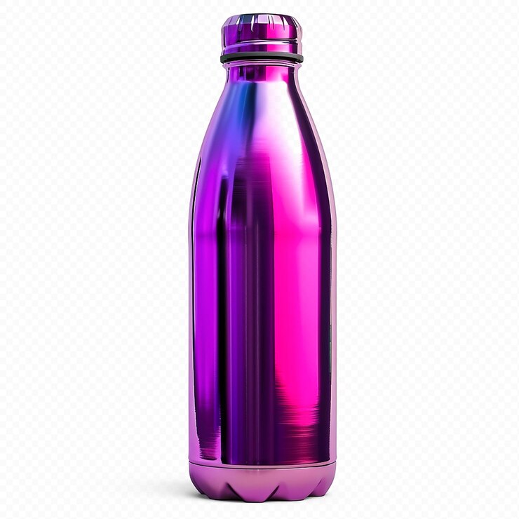 PSD una botella de agua fucsia vibrante con un diseño elegante sobre un fondo transparente