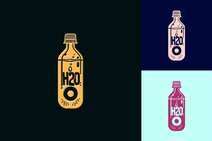 PSD botella de agua png con un diseño tipográfico con las palabras h art outline diseños creativos
