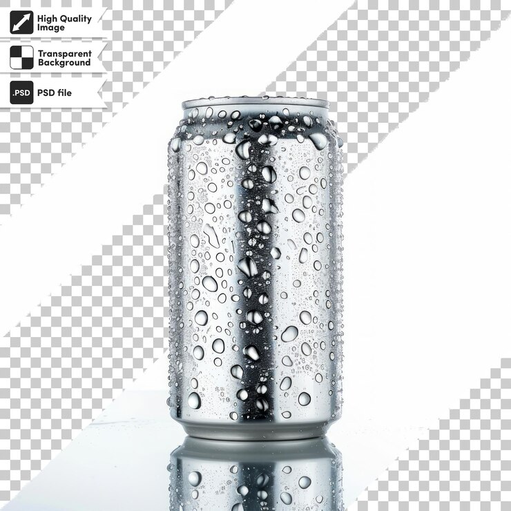 PSD una botella de agua con una tapa de plata en ella