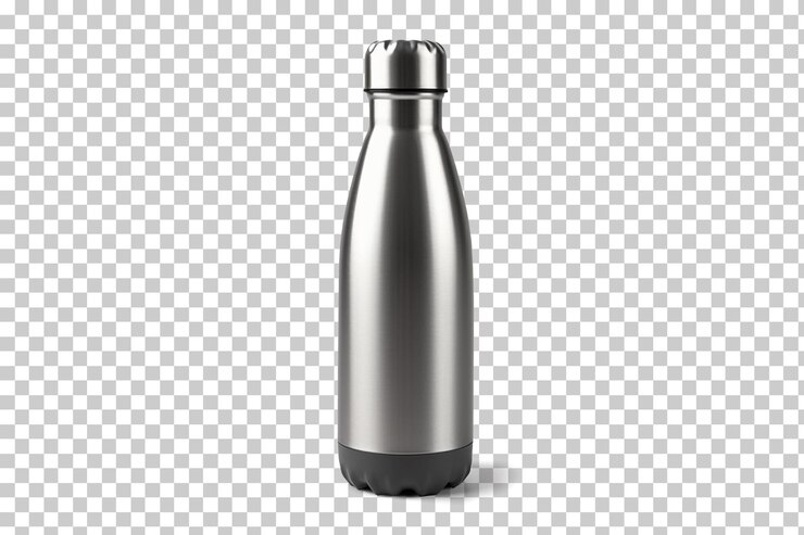 PSD botella de agua termo inoxidable vacía aislada sobre fondo transparente png psd