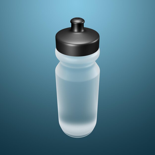 Botella de agua transparente de 3d