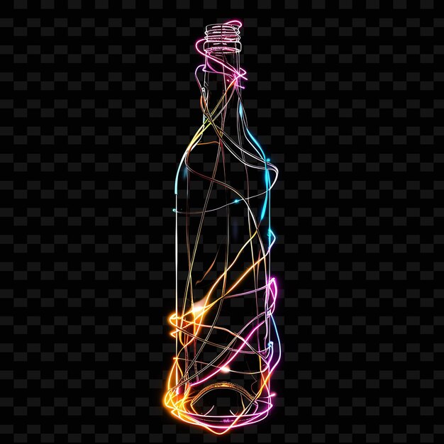 PSD una botella de alcohol con un efecto de luz colorido