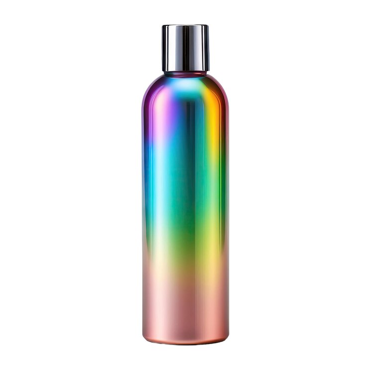 PSD botella de arco iris sobre un fondo negro