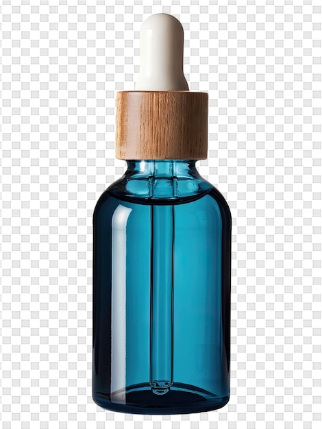 Una botella azul de medicina con un corcho en ella