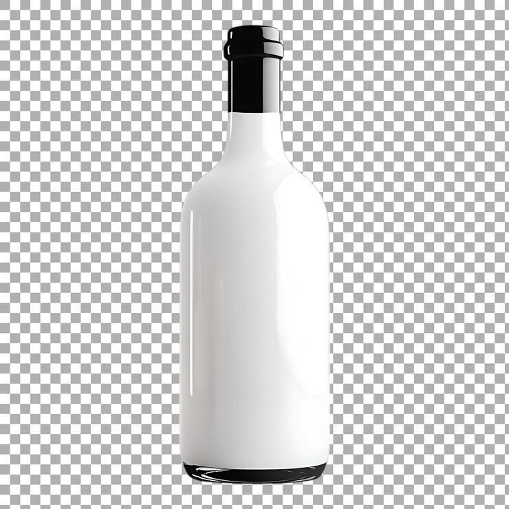 PSD botella blanca de png aislada contra un fondo transparente para el diseño de envases de bebidas o productos