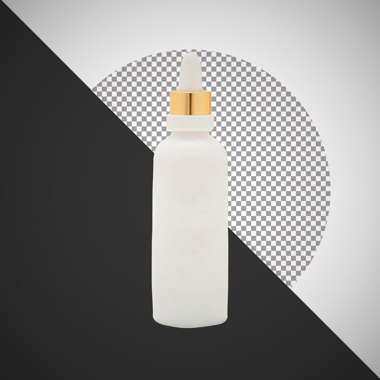 PSD botella blanca de suero con gotero dorado