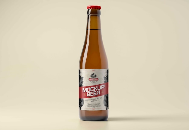 PSD botella de cerveza con maqueta de etiqueta