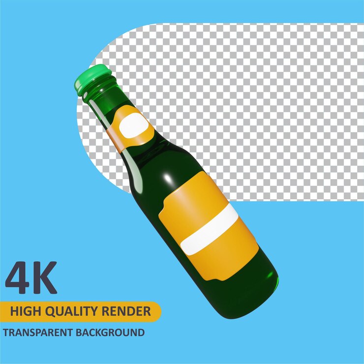 PSD botella de cerveza renderizado de dibujos animados modelado 3d