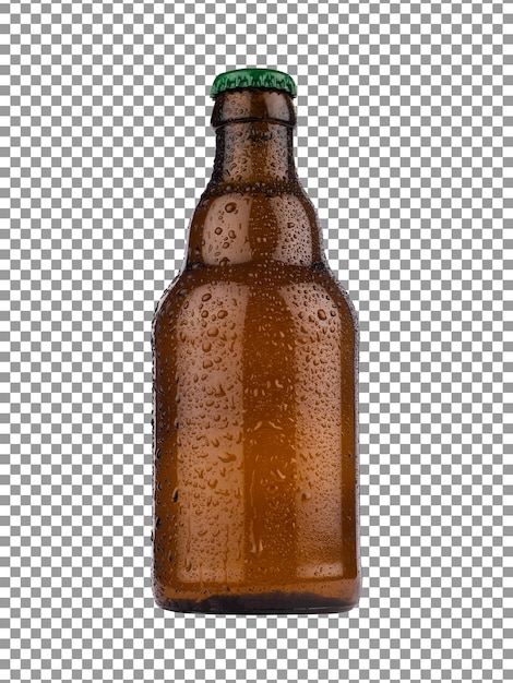 Una botella de cerveza con una tapa aislada en un fondo transparente