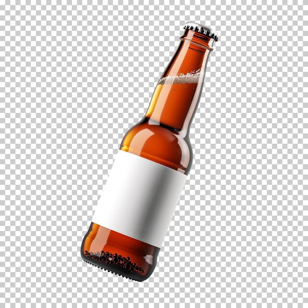 PSD botella de cerveza y vaso de cerveza aislados sobre un fondo transparente