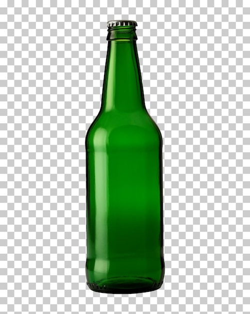 Botella de cerveza verde aislada en un fondo transparente png psd
