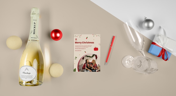 PSD botella de champagne con maqueta