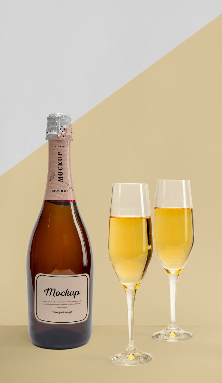 PSD botella de champagne con maqueta