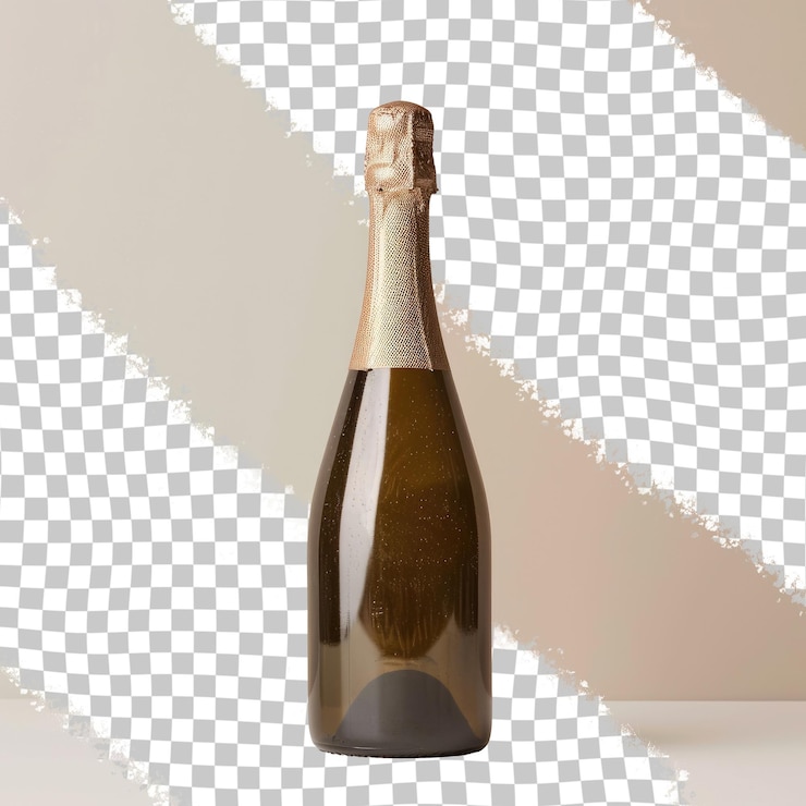 PSD una botella de champán con una tapa de oro en ella