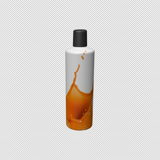 Botella de champú con salpicaduras líquidas
