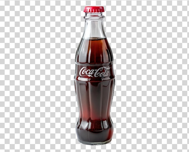 PSD botella de coca cola vacía sobre un fondo transparente