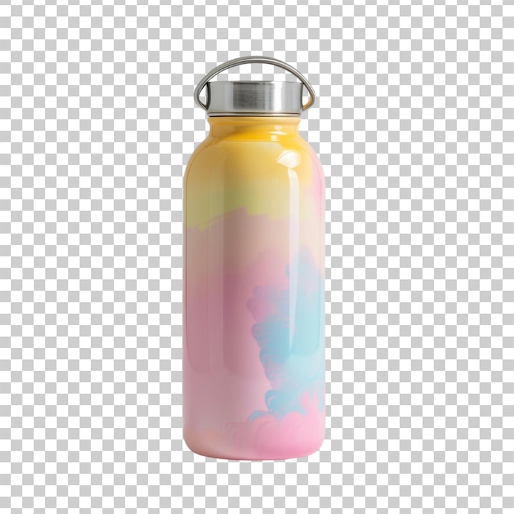 PSD una botella con colores arco iris en ella está etiquetada con diferentes colores