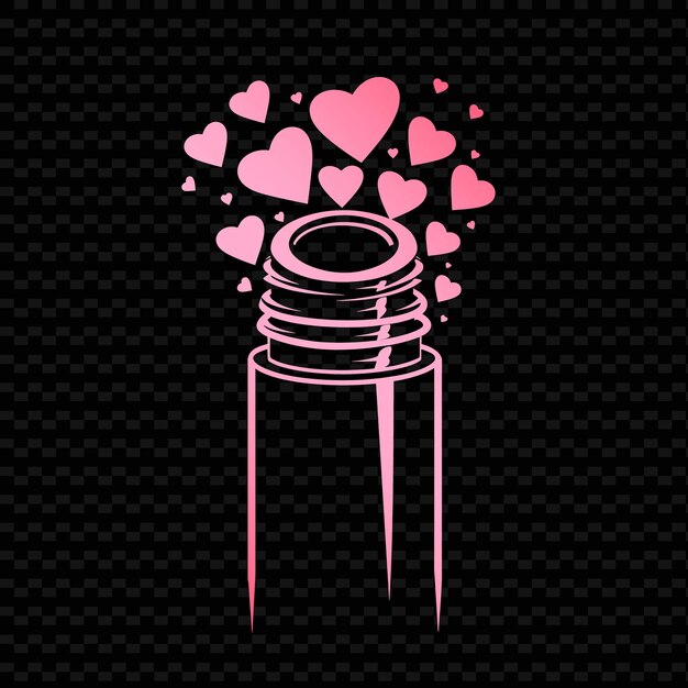 PSD una botella de corazones rosa en forma de corazón con corazones rosados en la parte superior