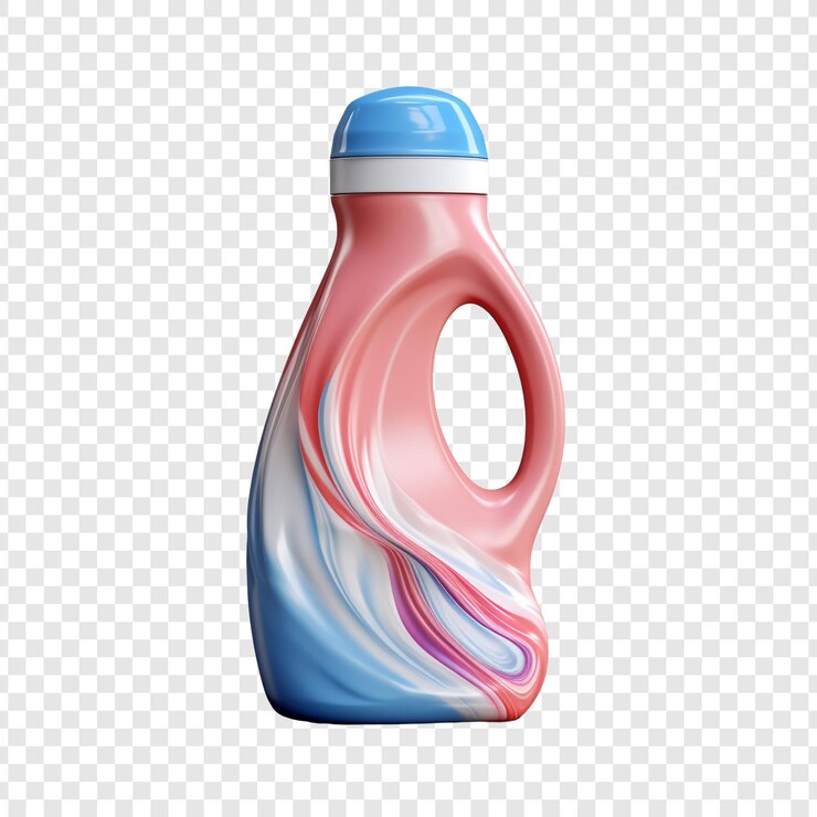 PSD botella de detergente para ropa aislada sobre un fondo transparente