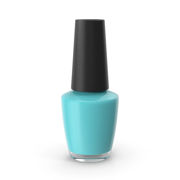 Botella de esmalte de uñas de color turquesa con tapa negra