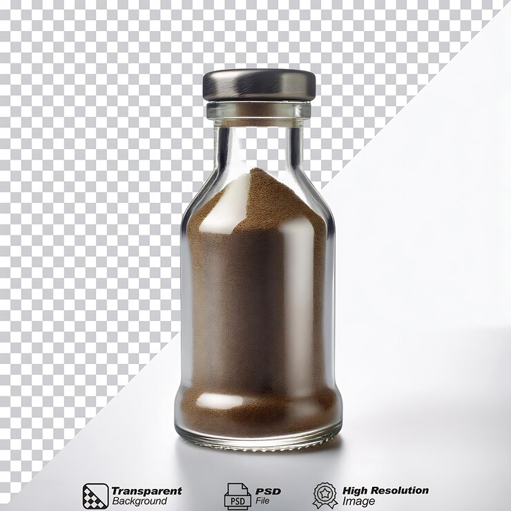 PSD botella de especias en blanco aislada sobre un fondo transparente